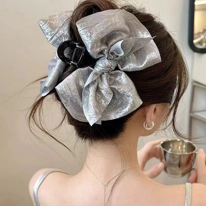 Oversized Fabric Bow Claw Clip For Elegant Back Updos