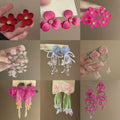 Sweet Floral Fabric Mesh Pearl Drop Earrings With Silver Pins For Fresh Fairy Forest Style view 2