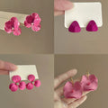 Sweet Floral Fabric Mesh Pearl Drop Earrings With Silver Pins For Fresh Fairy Forest Style view 3