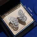 Micro Paved Full Zircon Butterfly Open Ring For Women Adjustable Luxury Statement Jewelry view 4