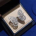 Micro Paved Full Zircon Butterfly Open Ring For Women Adjustable Luxury Statement Jewelry view 2