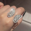 Micro Paved Full Zircon Butterfly Open Ring For Women Adjustable Luxury Statement Jewelry view 1