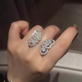 Micro Paved Full Zircon Butterfly Open Ring For Women Adjustable Luxury Statement Jewelry view 3