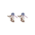 Sweet Acrylic Floral Bow Tassel Drop Earrings With Silver Needle Posts Princess Style view 5