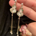 New Chinese Style Alloy Floral Gourd Pearl Tassel Drop Earrings With Silver Pins For Women view 3