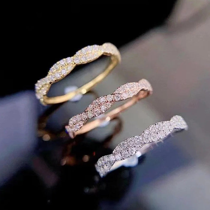 European American Fashion Twisted Edge Stack Ring Minimalist Braided Luxury Finger Jewelry