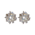 Silver Needle Zircon Pearl Flower Cluster Stud Earrings Light Luxury Elegant Fashion Jewelry view 5