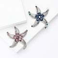 Alloy Rhinestone Starfish Flower Brooch Pin For Suits And Coats view 1