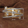Sparkling Cross Band Ring For Women With Star Accents, Creative European Style Fashion Jewelry view 4