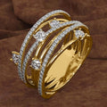 Sparkling Cross Band Ring For Women With Star Accents, Creative European Style Fashion Jewelry view 5