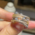 Sparkling Cross Band Ring For Women With Star Accents, Creative European Style Fashion Jewelry view 6