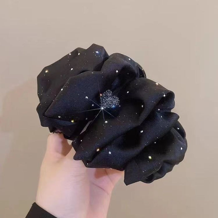 Glitter Heart Bow Claw Clip With Sparkling Star Design
