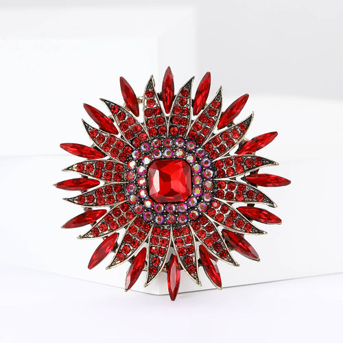 Alloy Rhinestone Sunflower Brooch Pin For Dresses And Cardigans