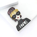 Acrylic Alloy Paris Girl Brooch For Women Suit And Shirt view 3