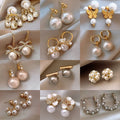 Real Gold Plated Silver Needle Freshwater Pearl Flower Drop Earrings French Chic Elegant Jewelry view 1