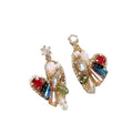Gold Plated Gradient Artificial Crystal Butterfly Stud Earrings With Silver Posts For Women view 3
