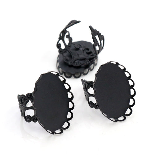 18x25mm Inner Oval Electroplated Iron Ring Cabochon Base Tray For DIY Jewelry Accessories