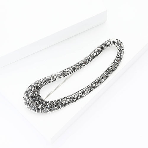 Alloy Rhinestone Oval Brooch Pin For Women's Apparel Decoration