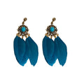 Bohemian Long Feather Tassel Drop Earrings With Silver Pins, Vintage Geometric Fashion Jewelry view 5