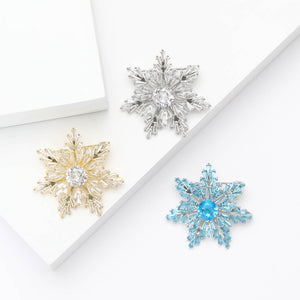 Copper Zircon Snowflake Brooch Pin For Women's Elegant Apparel