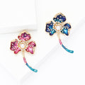 Alloy Enamel Rhinestone Clover Flower Brooch Pin For Womens Clothing view 1