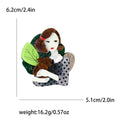 Acrylic Alloy Girl Holding Rabbit Brooch Pin For Cardigan Suit view 4