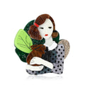 Acrylic Alloy Girl Holding Rabbit Brooch Pin For Cardigan Suit view 5