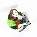 Acrylic Alloy Girl Holding Rabbit Brooch Pin For Cardigan Suit view 3