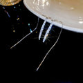 Korean Light Luxury Waterdrop Zircon Chain Tassel Drop Earrings With Silver Needle view 2