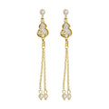 New Chinese Style Alloy Gourd Flower Pearl Tassel Drop Earrings view 5