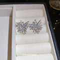 French Irregular Zircon Faux Pearl Firework Stud Earrings Geometric Silver Needle Commuter Jewelry view 3