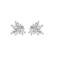 French Irregular Zircon Faux Pearl Firework Stud Earrings Geometric Silver Needle Commuter Jewelry view 5