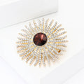 Alloy Rhinestone Sunflower Brooch Pin For Women Suit Shawls view 3