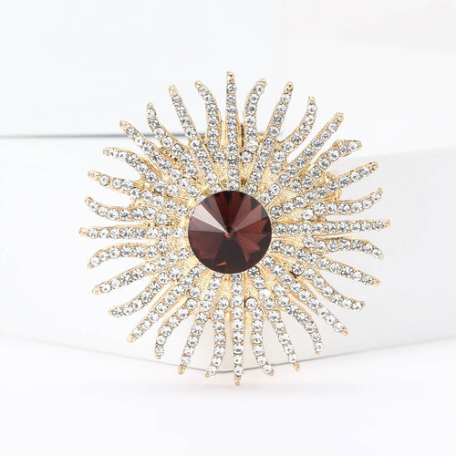 Alloy Rhinestone Sunflower Brooch Pin For Women Suit Shawls