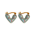 Alloy Red And Blue Polka Dot Heart Stud Earrings Sweet Cool Minimalist Commuter Style view 5