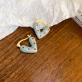 Alloy Red And Blue Polka Dot Heart Stud Earrings Sweet Cool Minimalist Commuter Style view 4