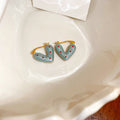 Alloy Red And Blue Polka Dot Heart Stud Earrings Sweet Cool Minimalist Commuter Style view 2