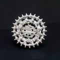 Black Silver Tone Sunflower Crystal Pearl Look Metal Brooch Pin view 5