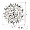 Black Silver Tone Sunflower Crystal Pearl Look Metal Brooch Pin view 2