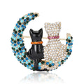 Alloy Rhinestone Cat Moon Brooch Pin For Women's Apparel view 1