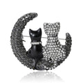 Alloy Rhinestone Cat Moon Brooch Pin For Women's Apparel view 2