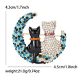 Alloy Rhinestone Cat Moon Brooch Pin For Women's Apparel view 5