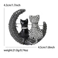 Alloy Rhinestone Cat Moon Brooch Pin For Women's Apparel view 4