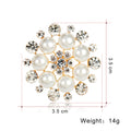 Black Silver Tone Pearl Crystal Halo Crystal Pearl Look Metal Brooch Pin view 5