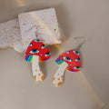 Colorful Mushroom Shape Acrylic Drop Earrings Cute Flower Lightning Yin Yang Pattern Dangle Earrings view 2