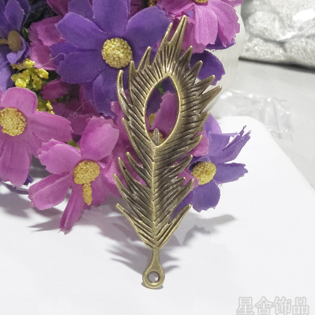 72x28mm Peacock Feather Bookmark Charm Pendant