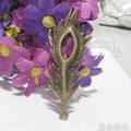 Peacock Eye Feather Metal Pendants in Gold, Bronze and Silver Tones view 2