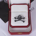 Creative Gunmetal Skull Head Open Ring, Exaggerated Punk Gothic Halloween Adjustable Finger Jewelry view 4
