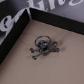 Creative Gunmetal Skull Head Open Ring, Exaggerated Punk Gothic Halloween Adjustable Finger Jewelry view 3