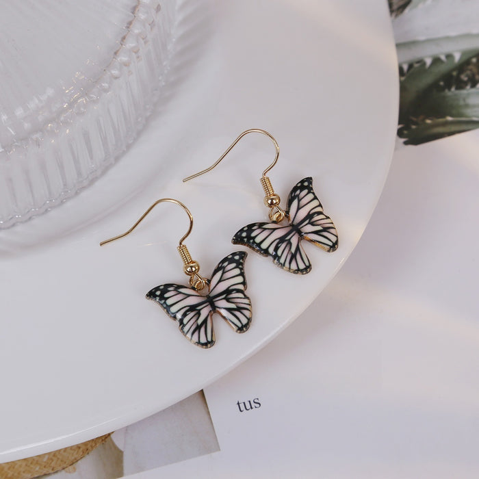 Elegant Enamel Butterfly Drop Dangle Alloy Hooks Korean Creative Fashion Women Earrings